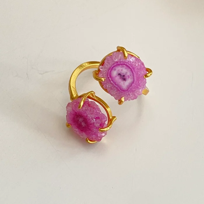 Rose Crystal ring very charm and elegant natural crysta