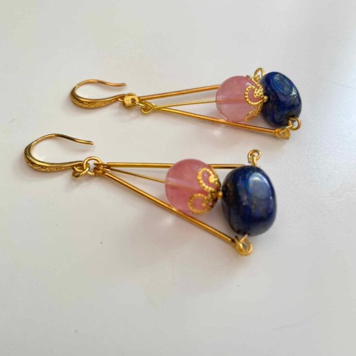 Rose Quartz Lapis Lazuli Earring