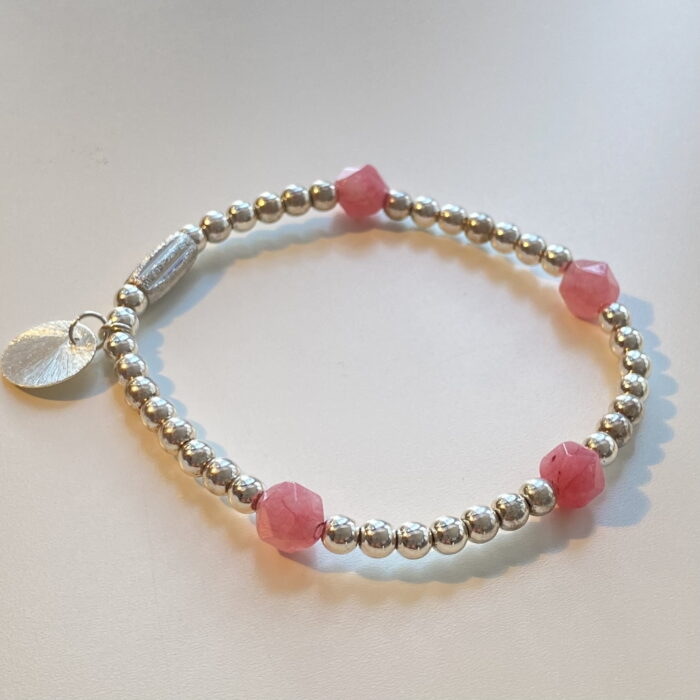 Silver Bracelet Rose Gemstone