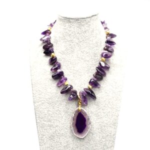 Unique Elegant Amethyst Pendant Jewellery Set