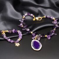 Unique Elegant Amethyst Pendant Jewellery Set