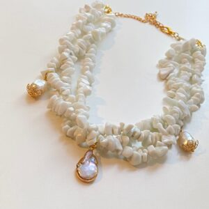 White Jade Pearls Pendant Necklace