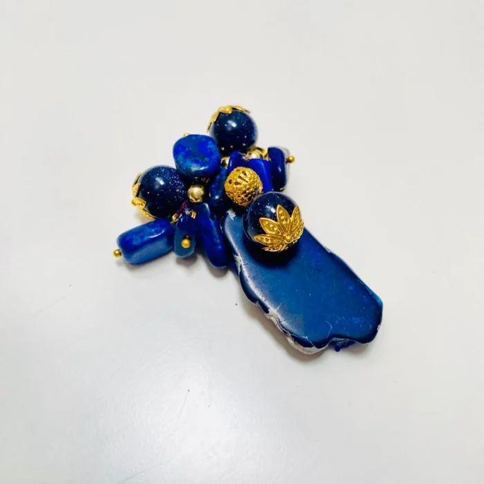 Natural Lapis Lazuli Gemstone Brooch Art