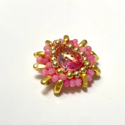 Pink Agate Art Brooch