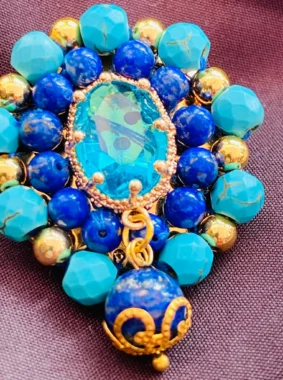 Turquoise Lapis L Brooch