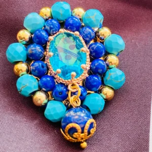 Turquoise Lapis L Brooch