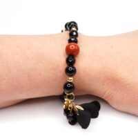 Black Onyx and Jasper Gold Bracelet