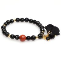 Black Onyx and Jasper Gold Bracelet