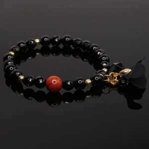 Black Onyx and Jasper Gold Bracelet