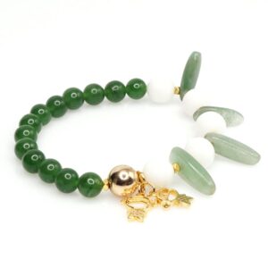 Aventurine and White Jade Boy and Girl Pendant