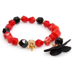 Red Coral and Tourmaline Bracelet