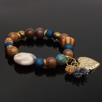 Titanium and Wooden Gold Style Bracelet