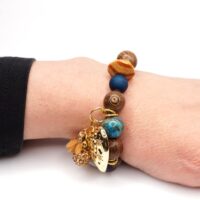 Titanium and Wooden Gold Style Bracelet