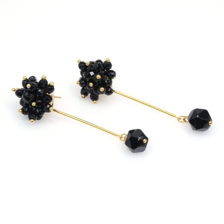 Gold Black Tourmaline Earrings