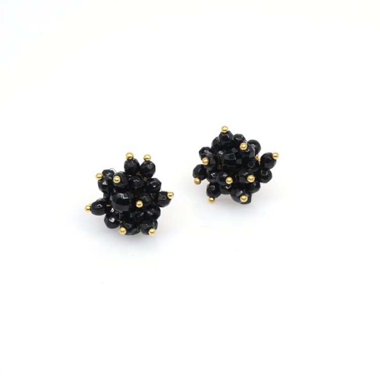 Gold Black Tourmaline Earrings