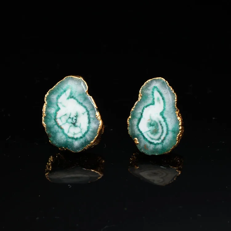 Agate Green Gold Earrings