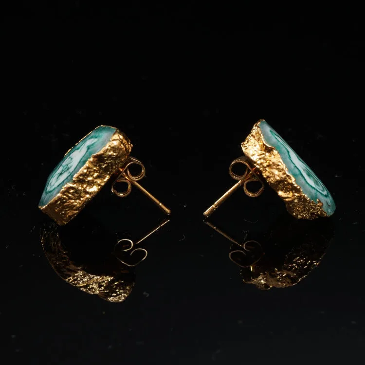Agate Green Gold Earrings