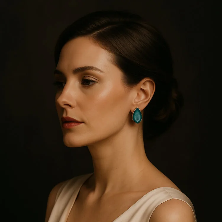 Agate Green Gold Earrings