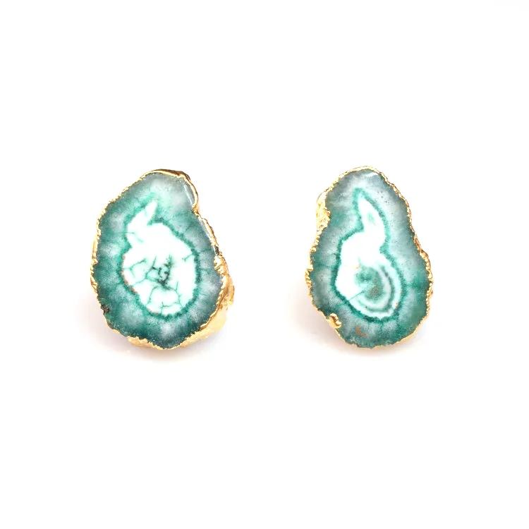 Agate Green Gold Earrings