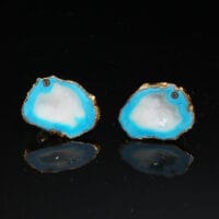 Blue Agate Gold Earrings Set