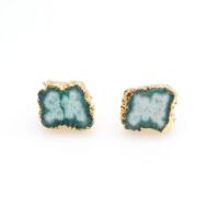 Green Agate Gold Earrings