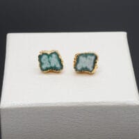 Green Agate Gold Earrings