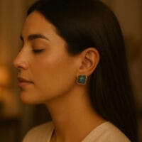 Green Agate Gold Earrings