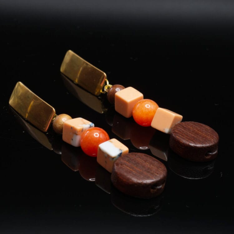 Ethereal Chalcedony &Amp; Earthy Wood Earrings